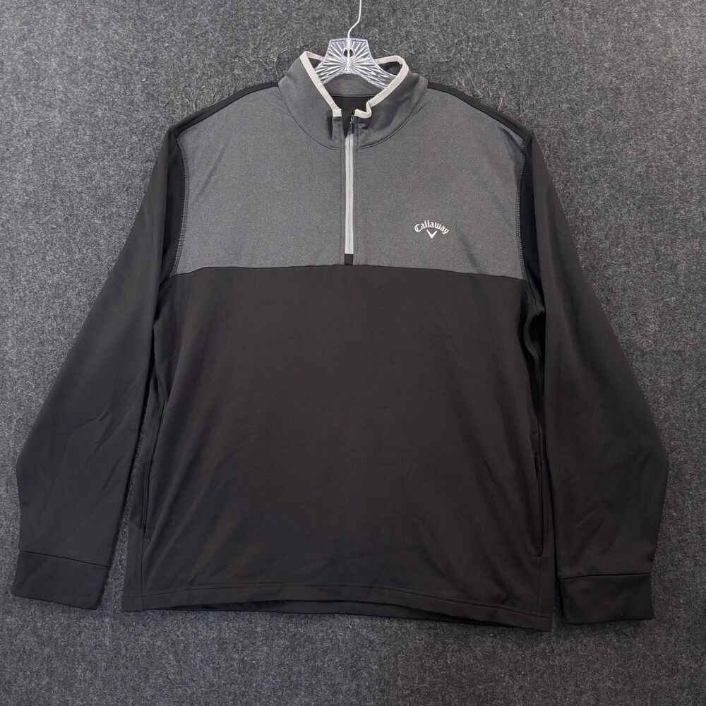 Callaway Pullover Men's XXL Black Gray 1/4 Zip Golf Colorblock Performance